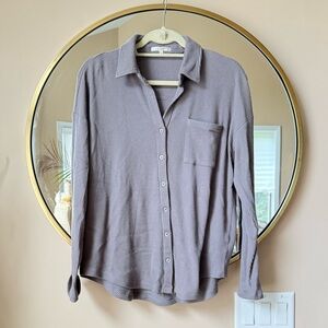 Z Supply Ribbed Button-Up Shirt in Dusty Mauve